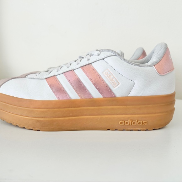 Adidas Women's White and Pink Platform Sneakers - Picture 7 of 9